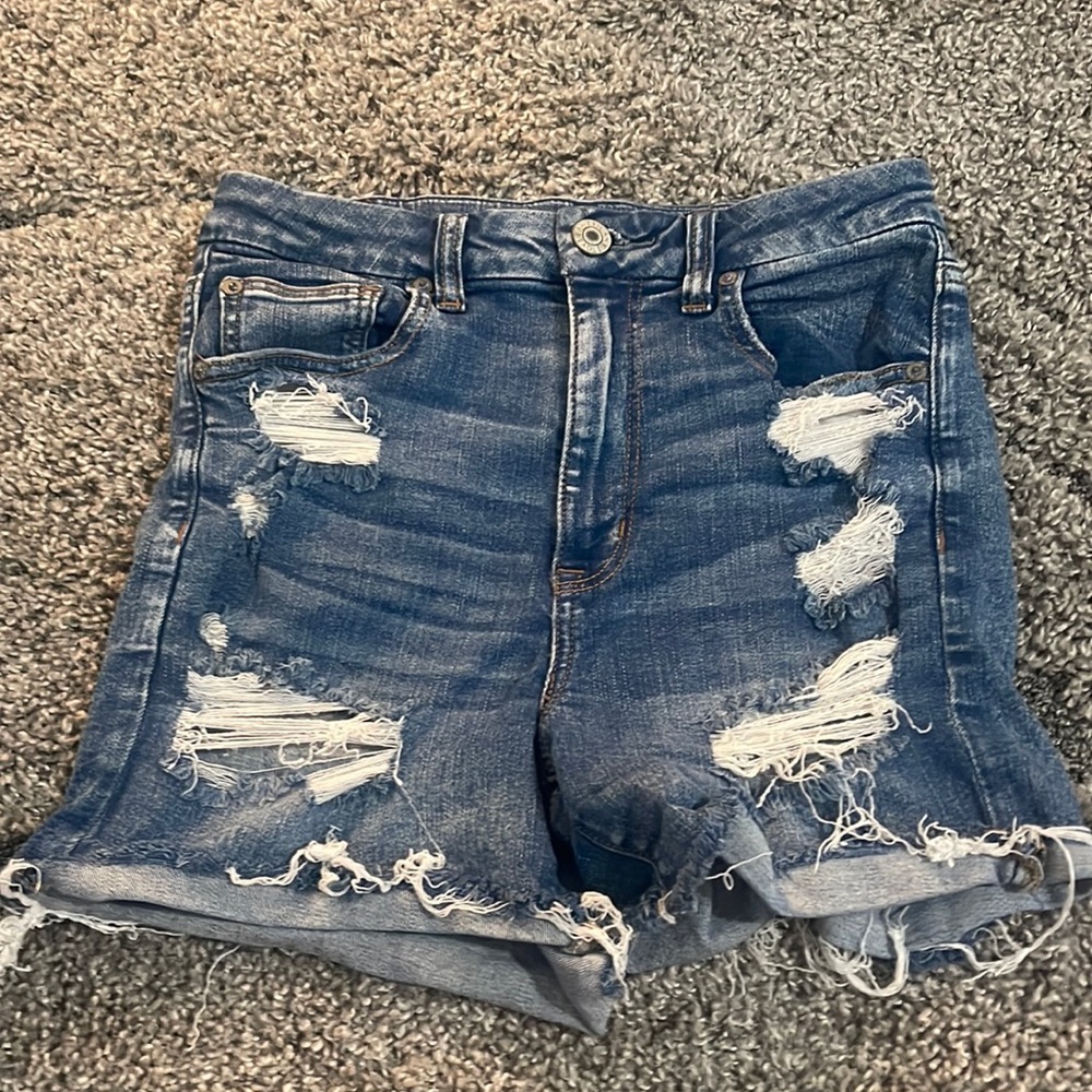 american eagle ripped jean shorts